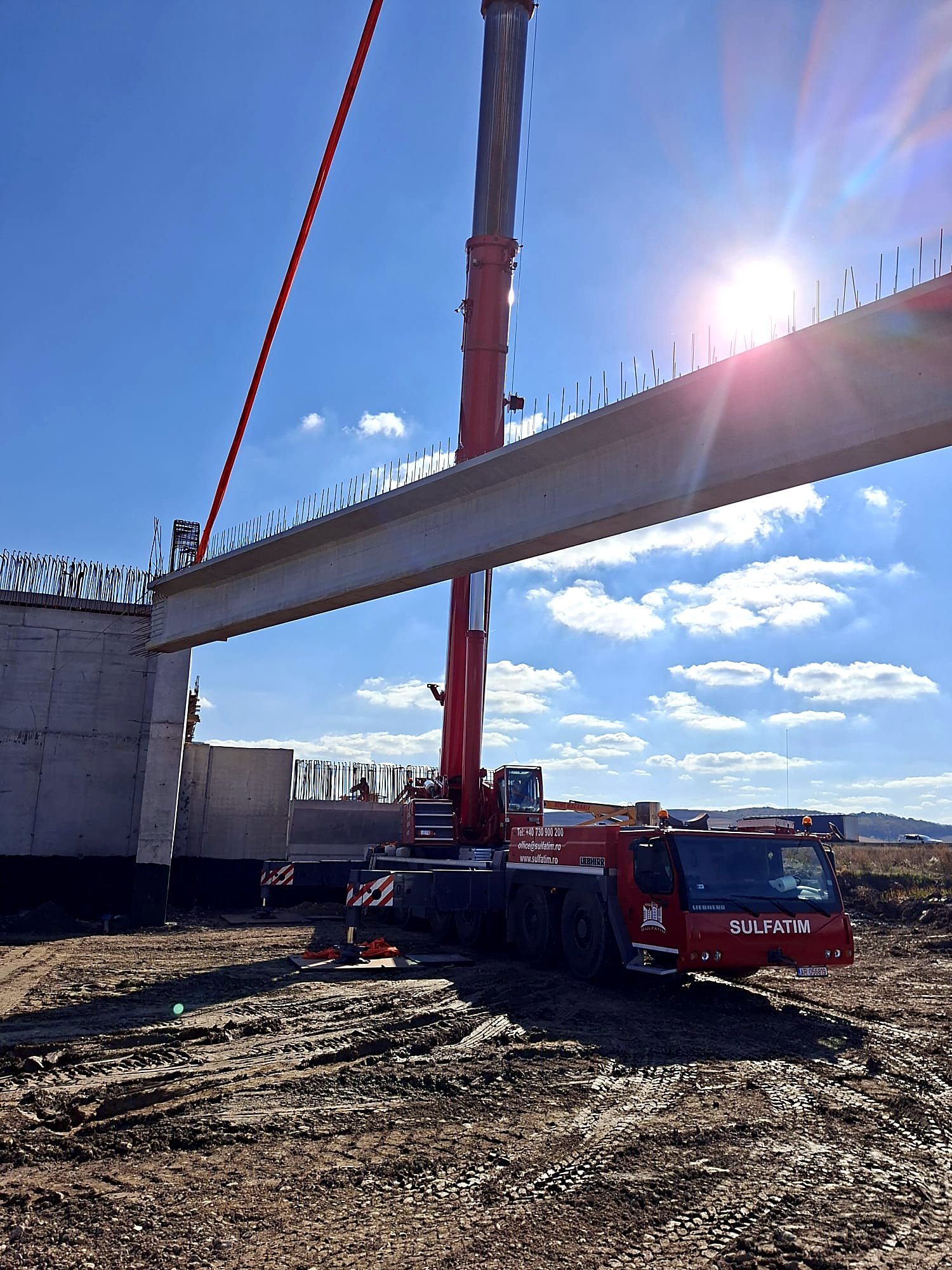 Autostrada Targu Mures - montaj grinzi prefabricate pentru pasaje, Targu Mures, Judetul Mures