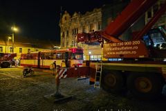 macara si tramvai in Piata Traian din Timisoara
